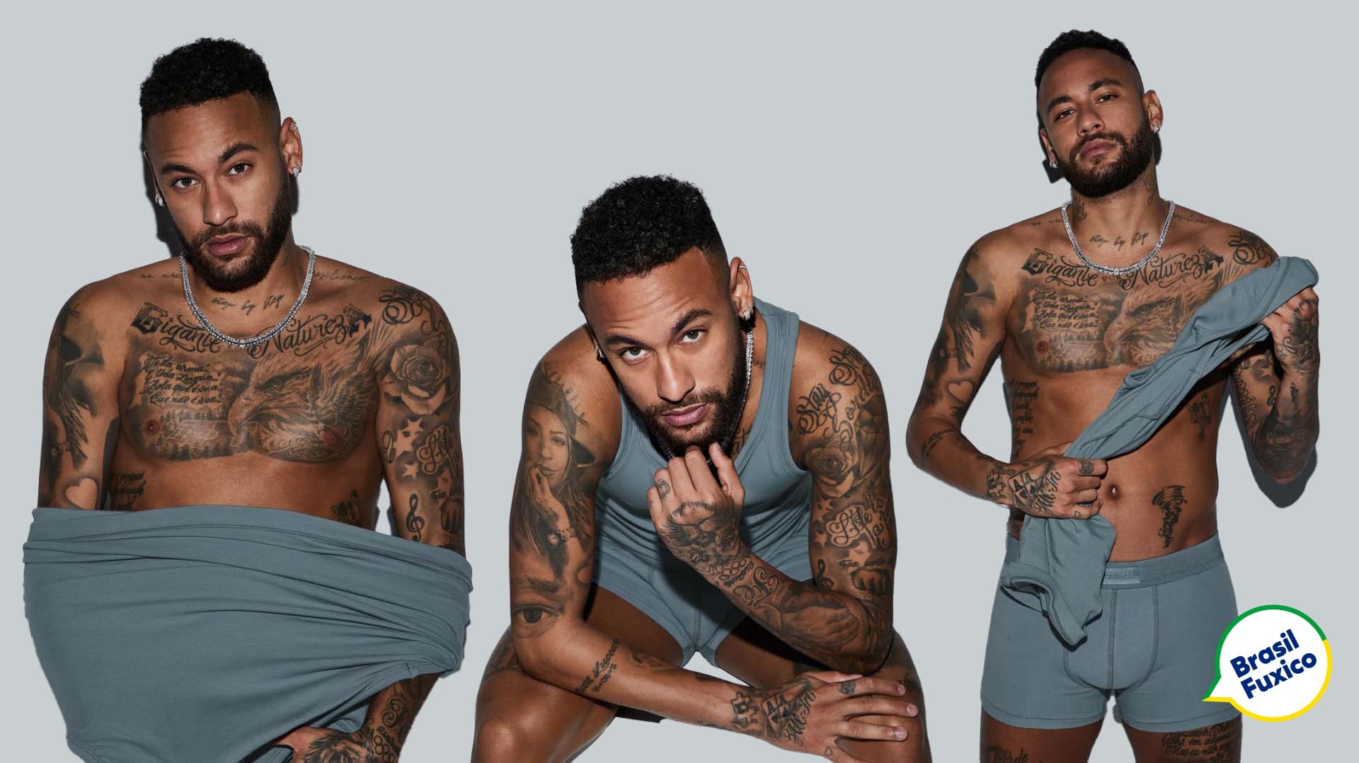 Neymar brilha na campanha de moda íntima de Kim Kardashian